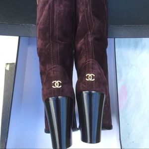 Chanel suede mid-calf boots